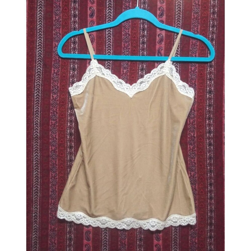 Ann Taylor Loft Camisole Tank top XS Velvet Beige nude spaghetti adjustable lace